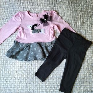 12M pink puppy peplum set